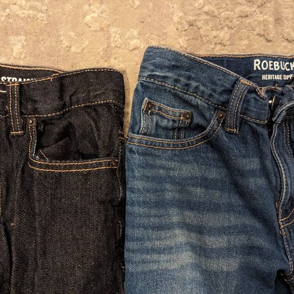 Roebuck & Co. Boys Straight Husky adjustable Waist Jeans 2 pair - Picture 4 of 5